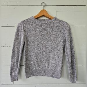 Old Navy Boys Size 8  Gray Marled Crew Neck Pullover Knit  Sweater 100% Cotton